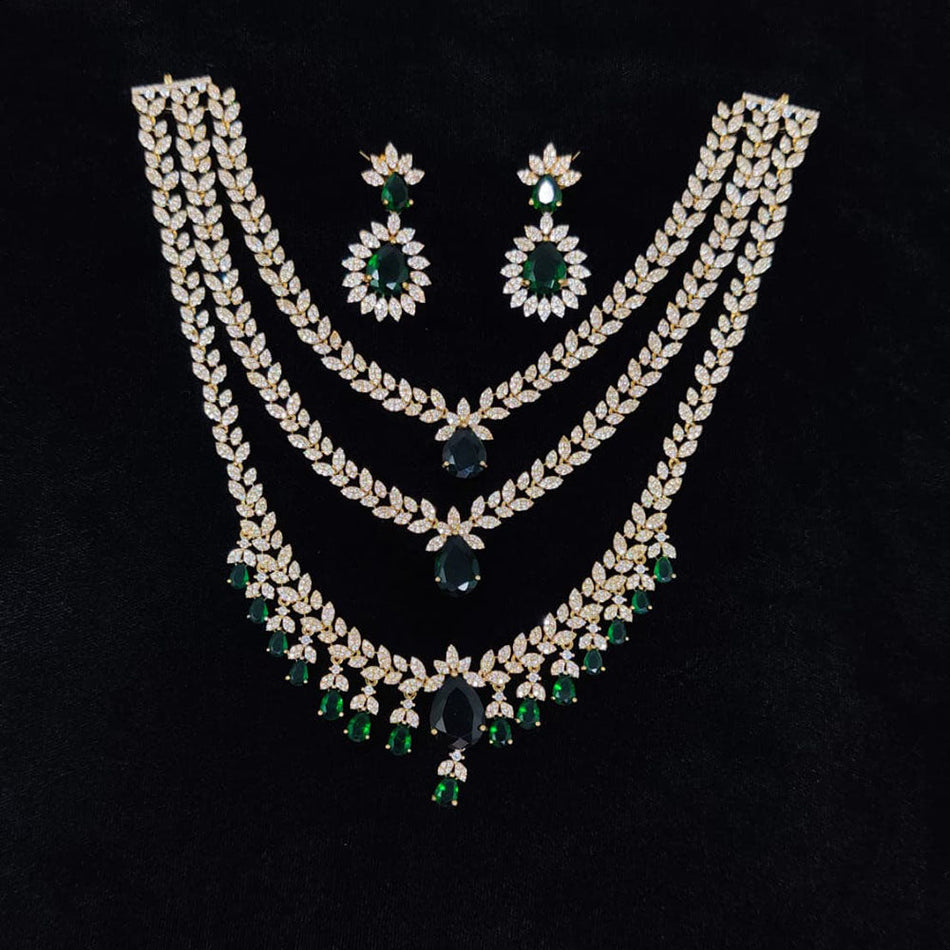 Glamorous Diamond Necklace in 18K Gold Plated | Bridal Jewellery India