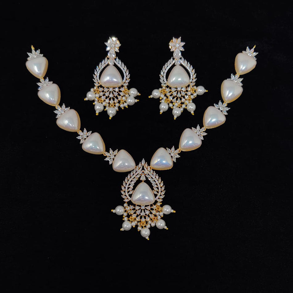 Royal Austrian Stone Pearl Necklace Set in Gold Tone | Bridal Jewellery India