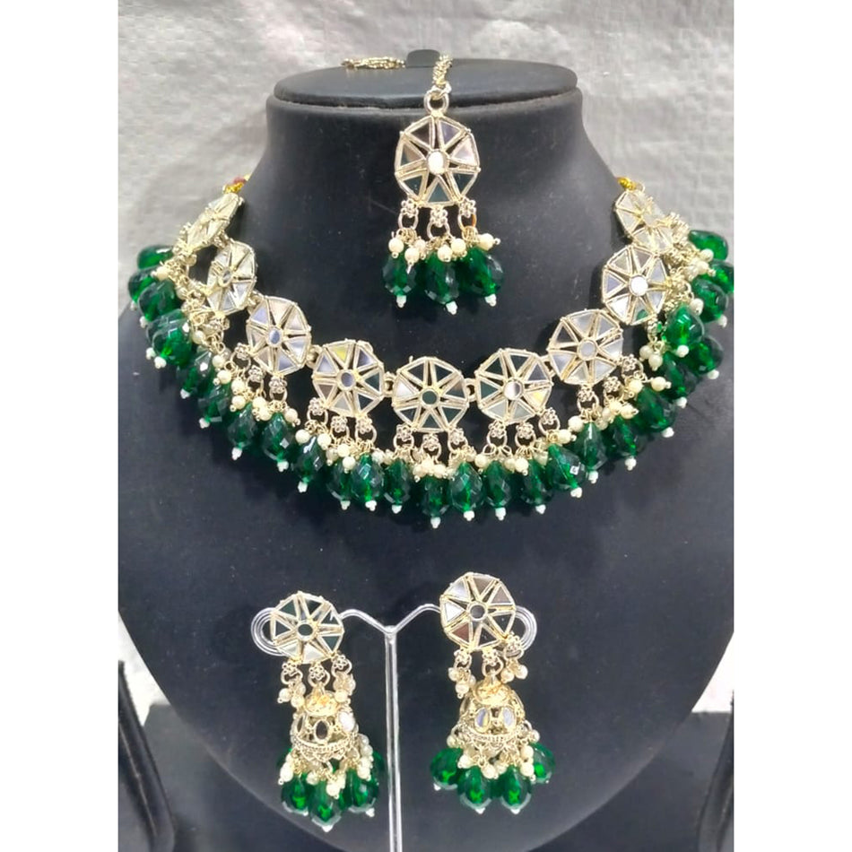 Glamorous Rose Gold Plated Mirror Choker Necklace | Bridal Jewellery India