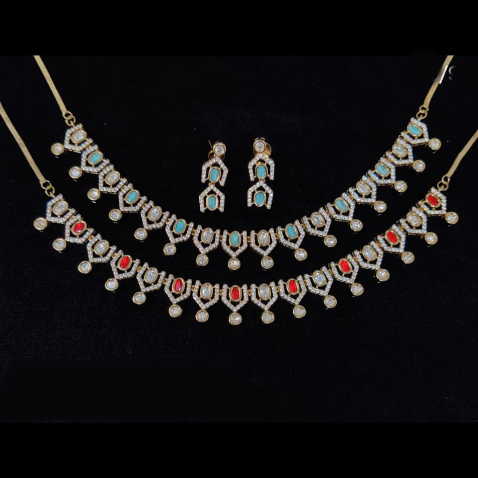 Kundan Choker Necklace in Gold Plated   Polki | Bridal Jewellery India