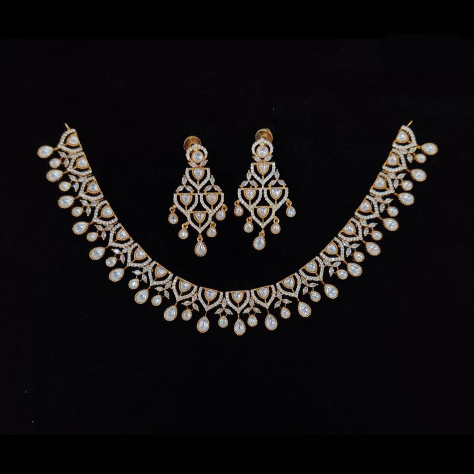 Kundan Necklace in Gold Plated with Polki Stones | Bridal Jewellery India