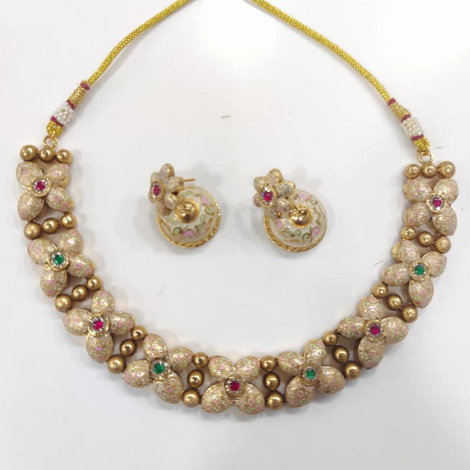 Meenakari Necklace in Silver | Bridal Jewellery India