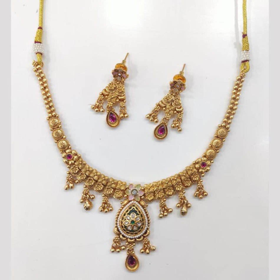 Meenakari Necklace in Sterling Silver | Bridal Jewellery India