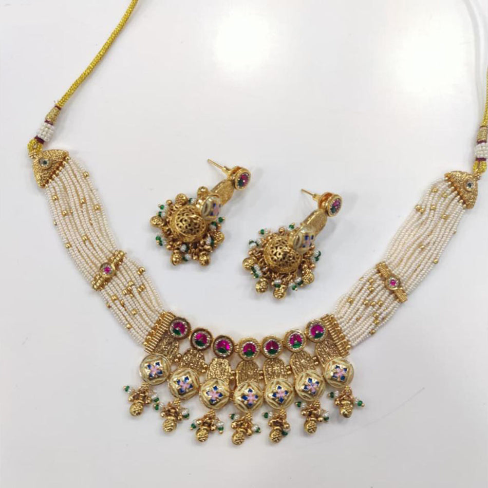 Meenakari Necklace in Gold Tone | Bridal Jewellery India
