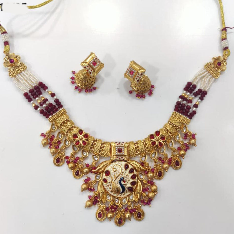 Meenakari Necklace in Sterling Silver | Bridal Jewellery India