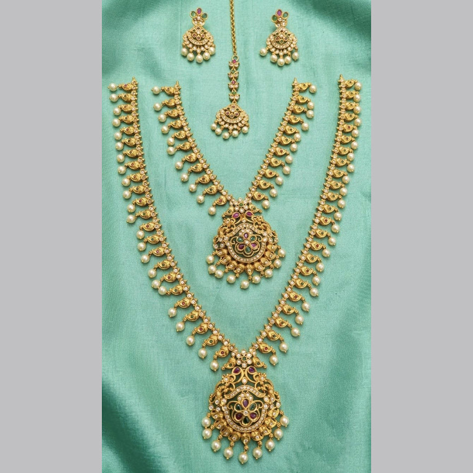 Pota Stone and Pearl Necklace in Sterling Silver | Bridal Jewellery India
