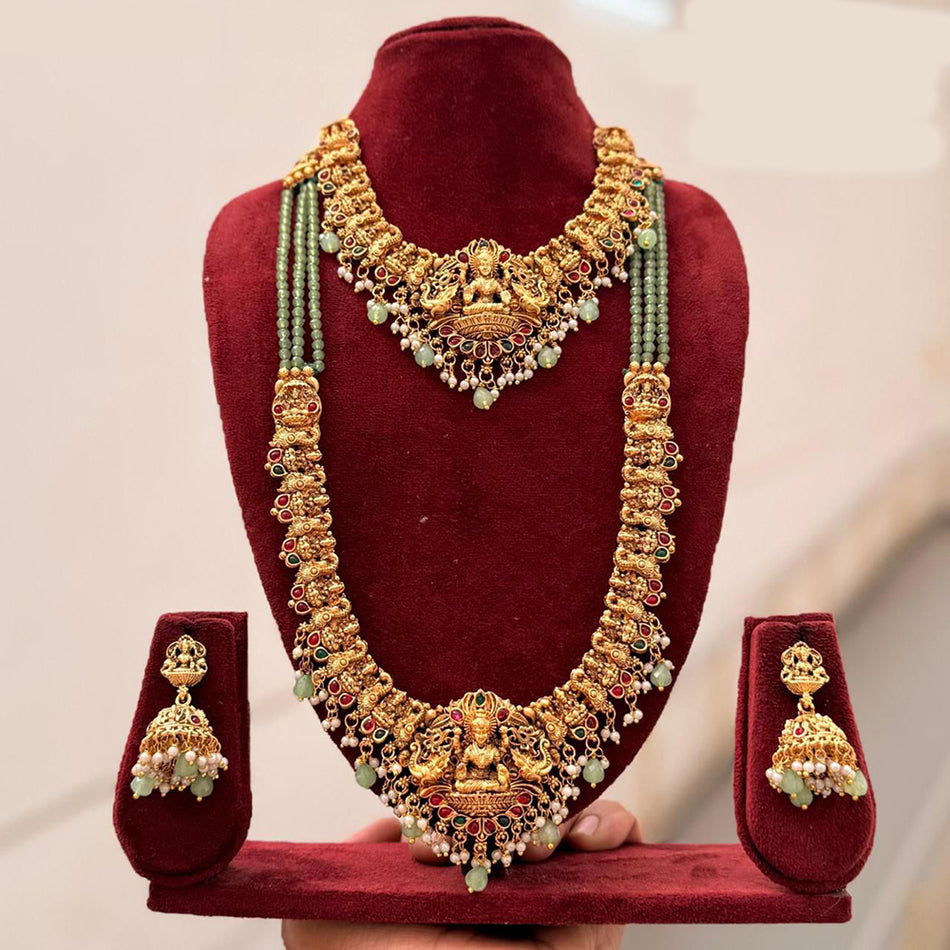 Pota Stone and Pearl Necklace in Sterling Silver | Bridal Jewellery India