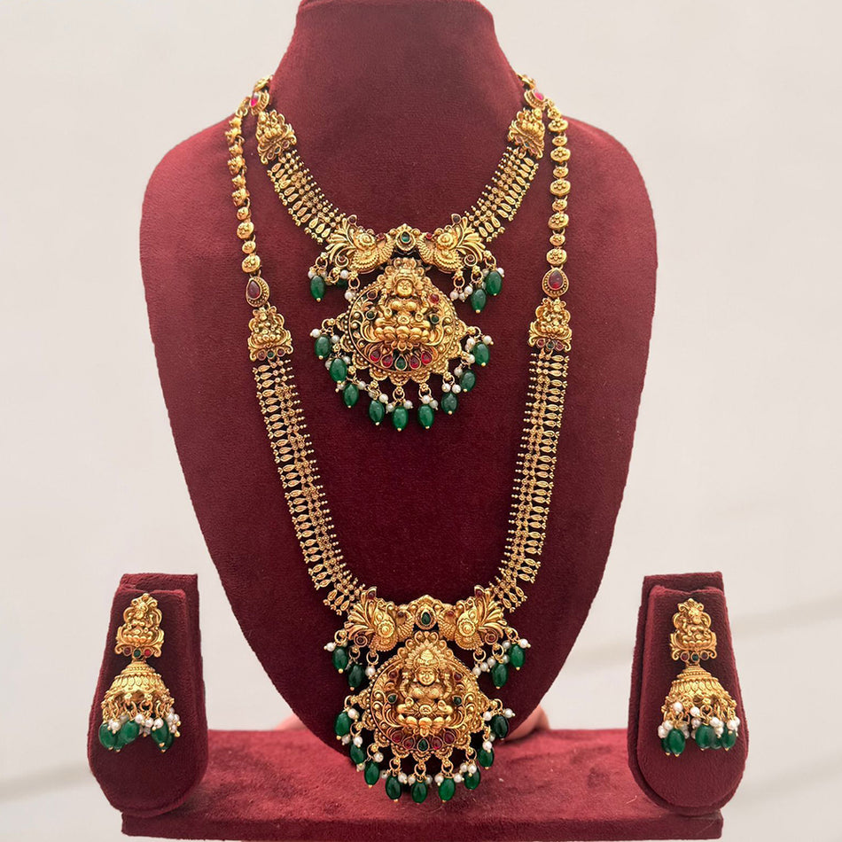 Pota Stone and Pearl Necklace in Sterling Silver | Bridal Jewellery India