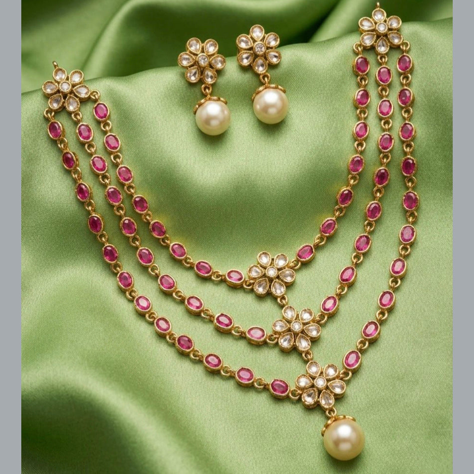 Pota Stone Choker Necklace in Premium Silver | Bridal Jewellery India
