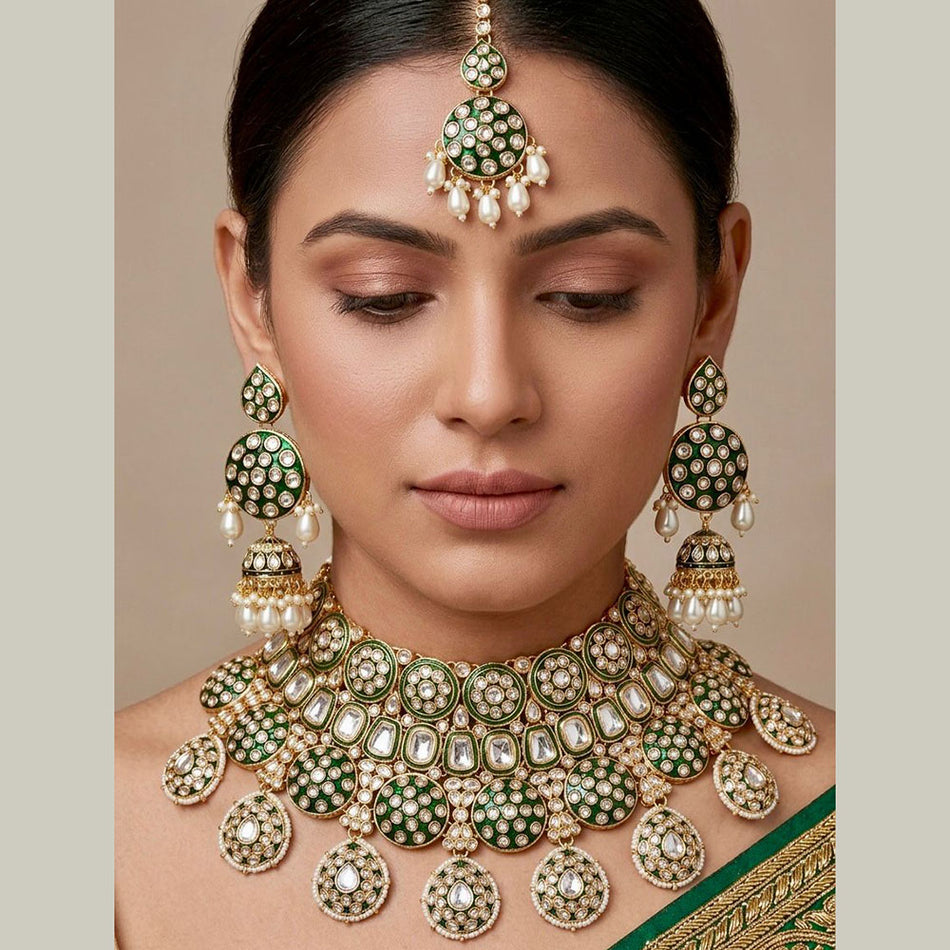 Kundan Choker Necklace in Gold Plated Pearl for Bridal | Bridal Jewellery India