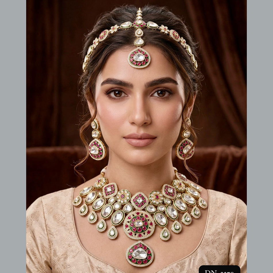 Kundan Choker Necklace in Gold Plated with Stones | Bridal Jewellery India