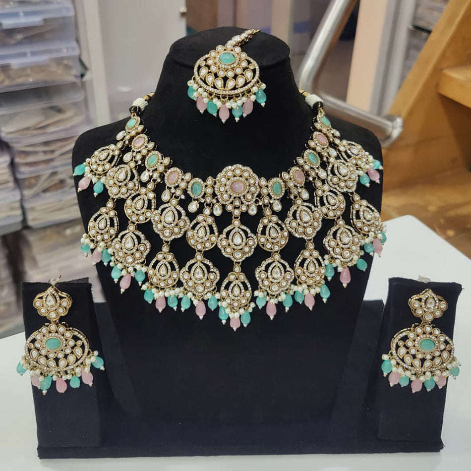 Pota Stone Necklace in Sterling Silver | Bridal Jewellery India