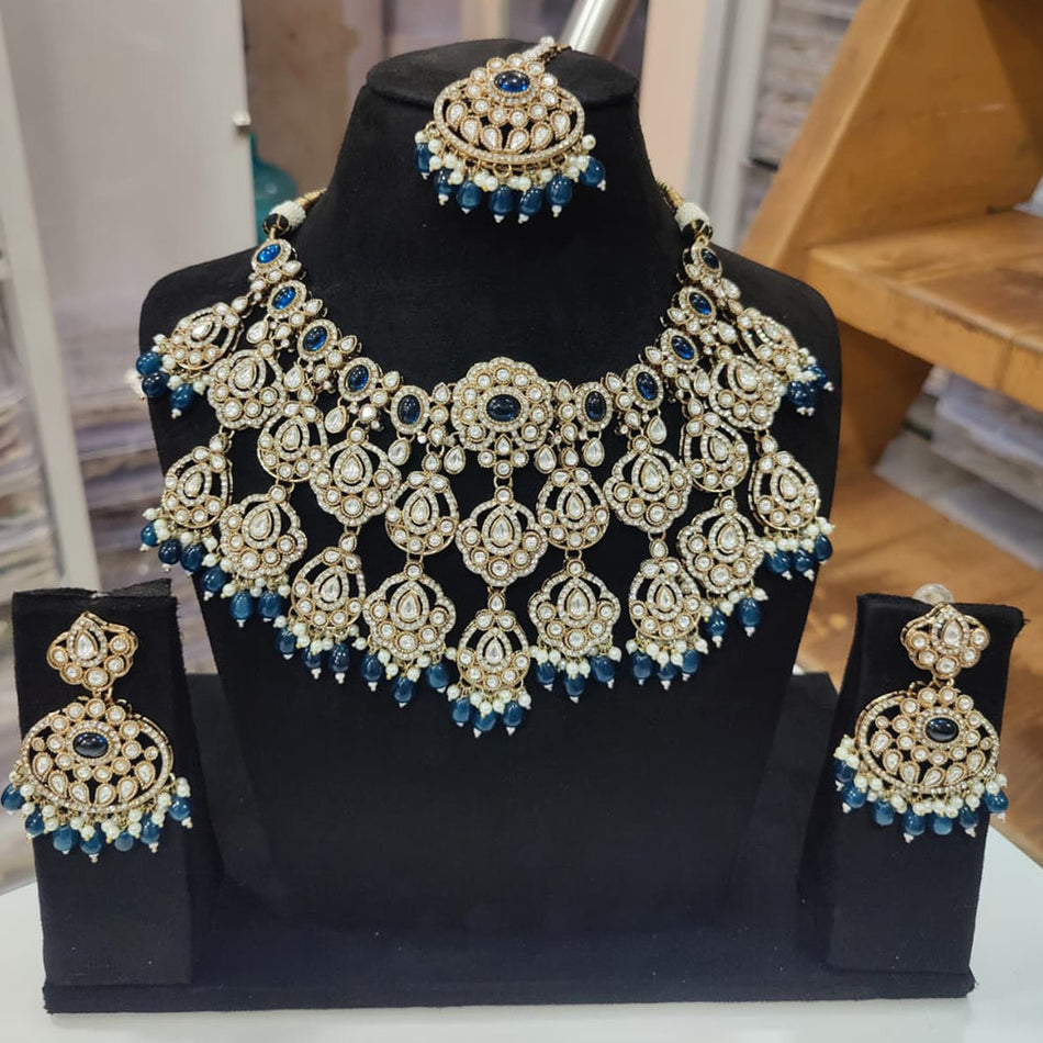 Pota Stone Necklace in Sterling Silver | Bridal Jewellery India