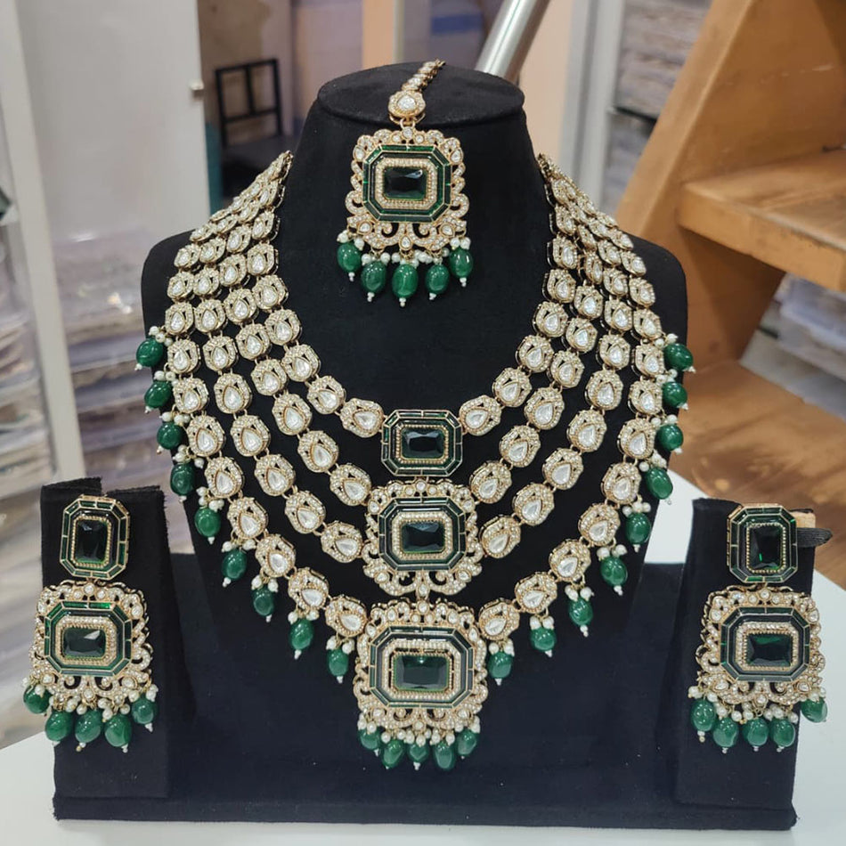 Pota Stone Pearl Necklace in Sterling Silver | Bridal Jewellery India