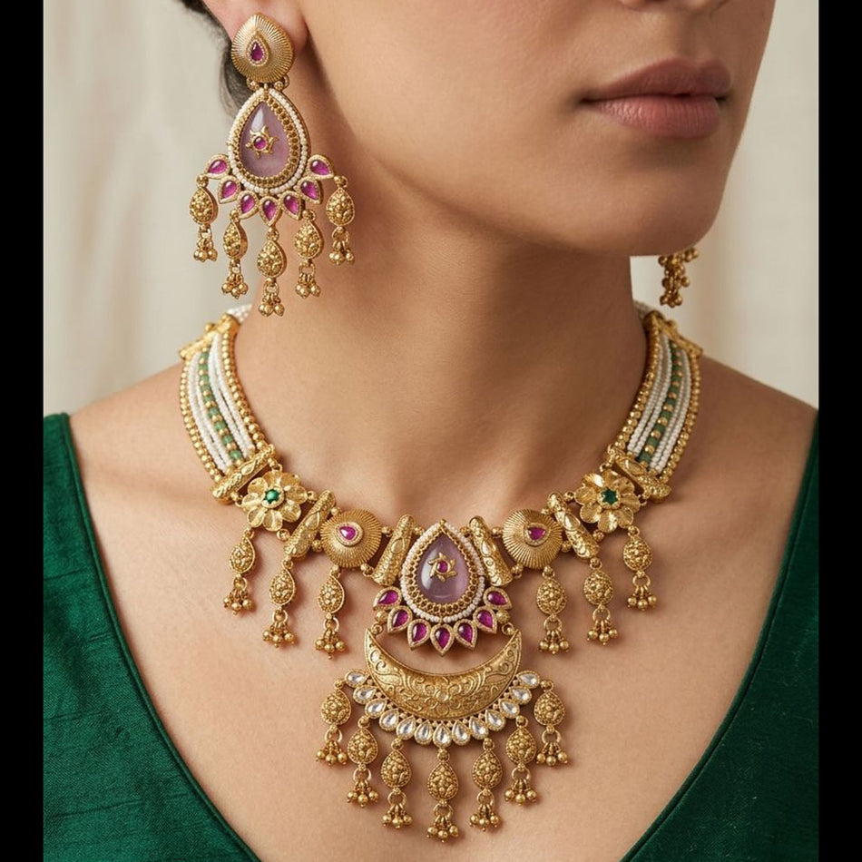 Pearl Pendants in White Gold Plated | Bridal Jewellery India