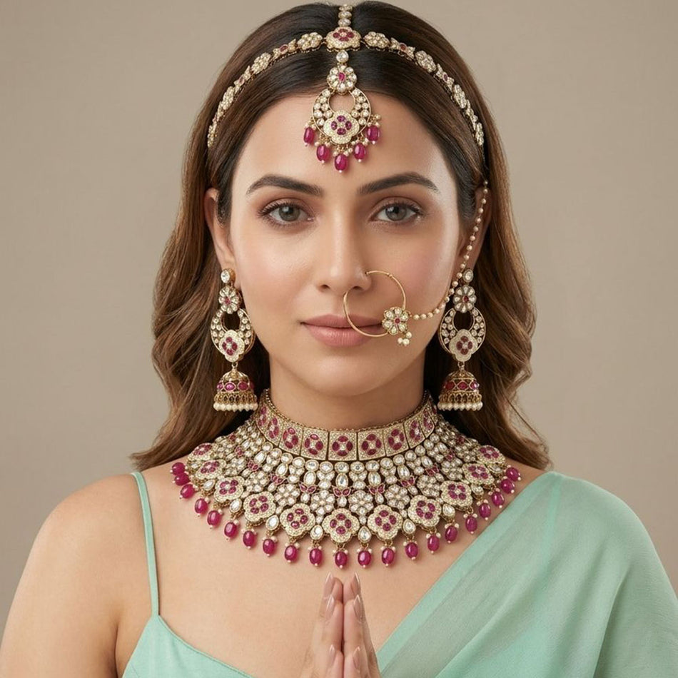 Kundan Choker Necklace in Gold Plated | Bridal Jewellery India