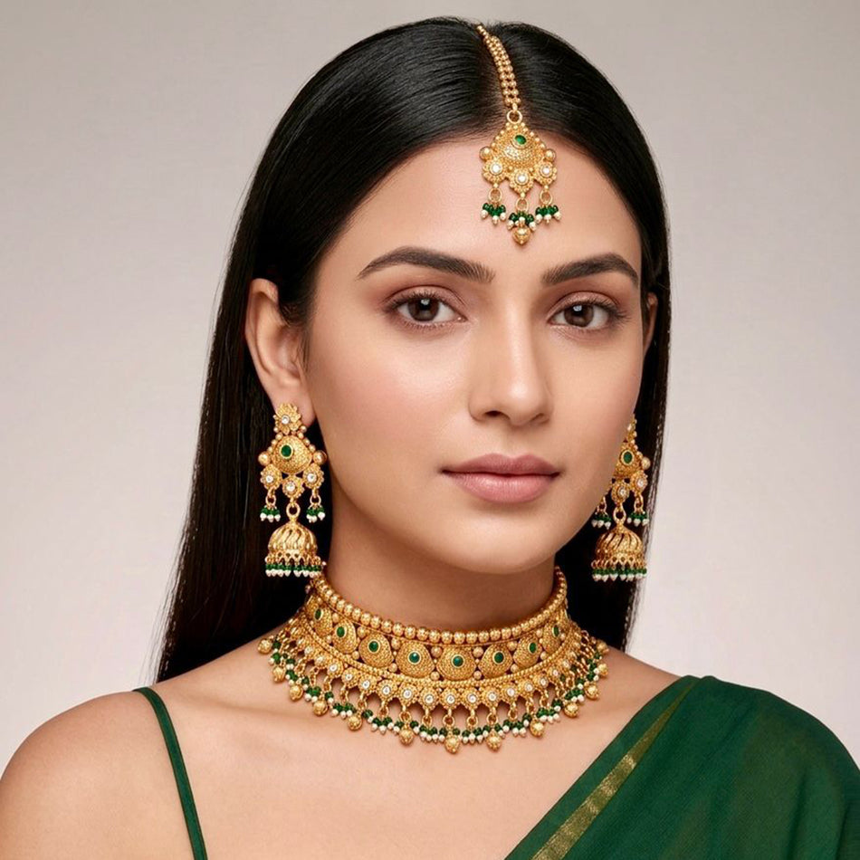 Pearl Choker in  Gold Plated | Bridal Jewellery India