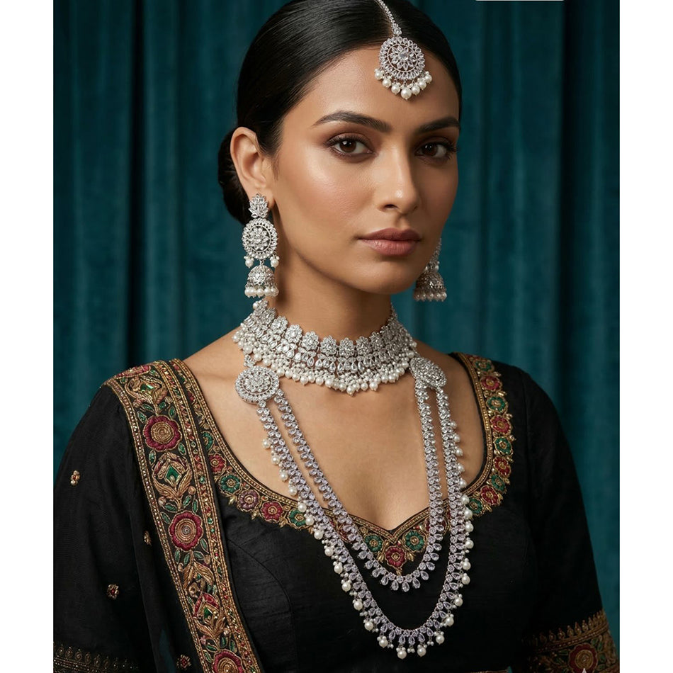 Kundan Necklace in Gold Plated with Pearls | Bridal Jewellery India