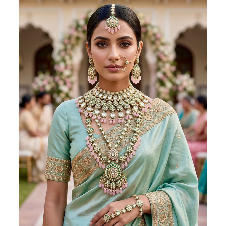 Kundan Choker Necklace in Silver | Bridal Jewellery India