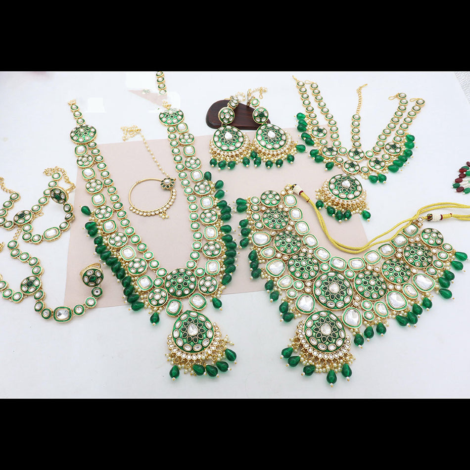 Kundan Necklace in Gold Plated with Meenakari Details | Bridal Jewellery India