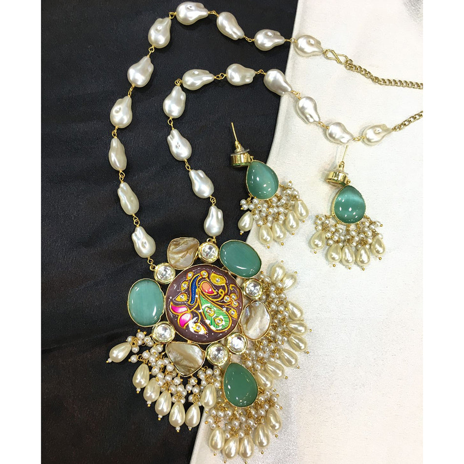 Mother of Pearl Necklace in Gold Plated | Bridal Jewellery India