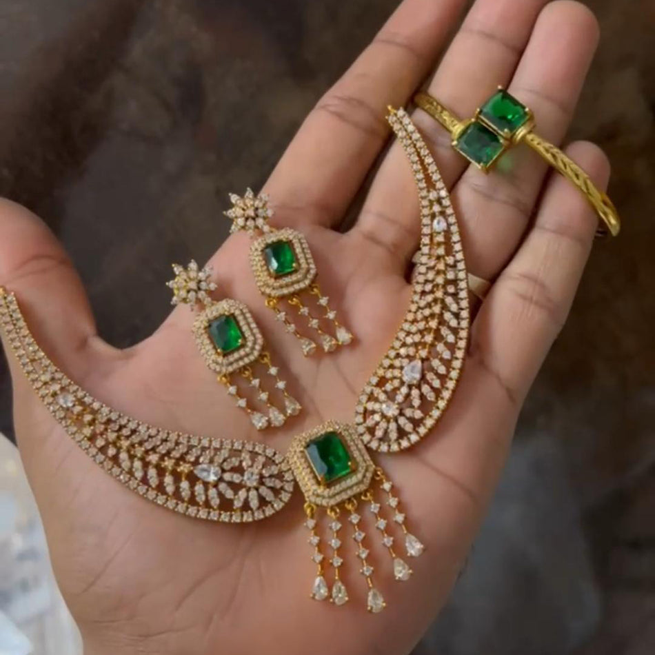 Glamorous American Diamond Necklace in Sterling Silver | Bridal Jewellery India