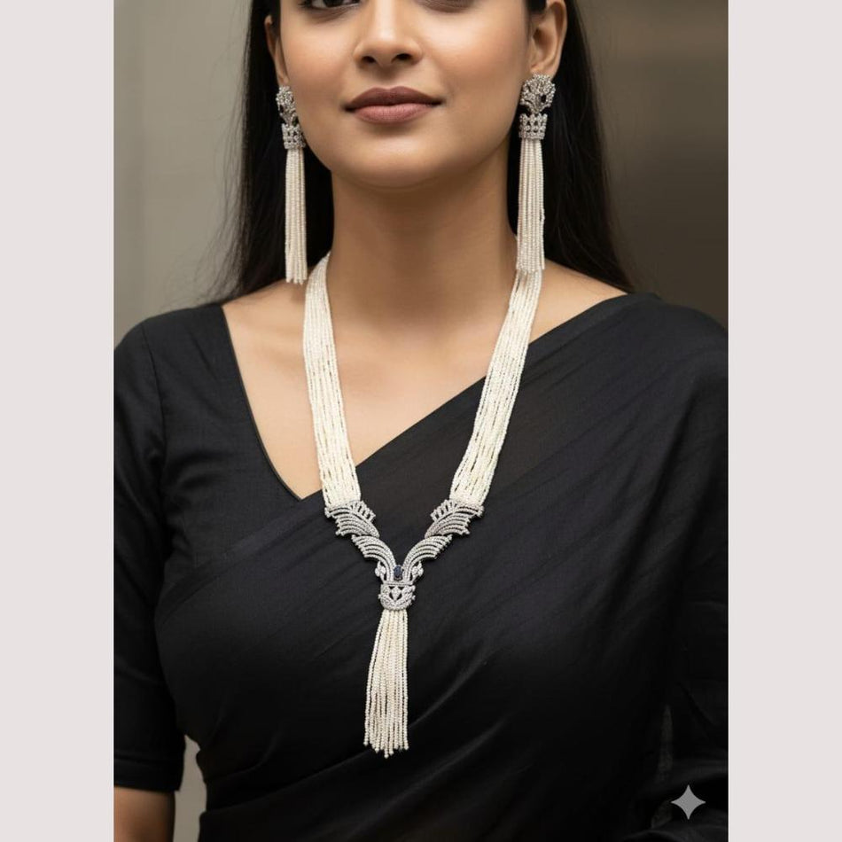 Glamorous Pearl Necklace in 14K Gold Plated | Bridal Jewellery India