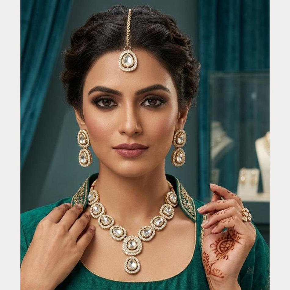 Kundan Choker Necklace in 18K Gold Plated | Bridal Jewellery India