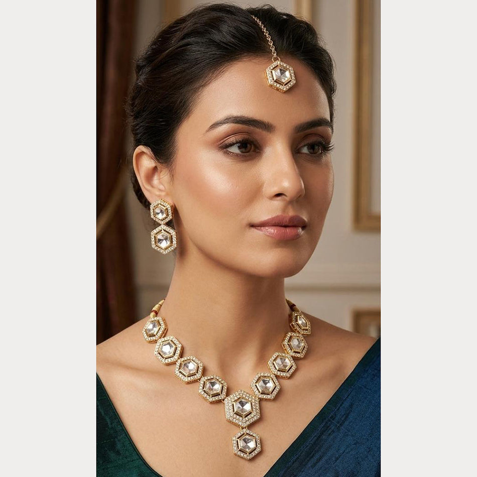 Kundan Necklace in  Gold Plated | Bridal Jewellery India