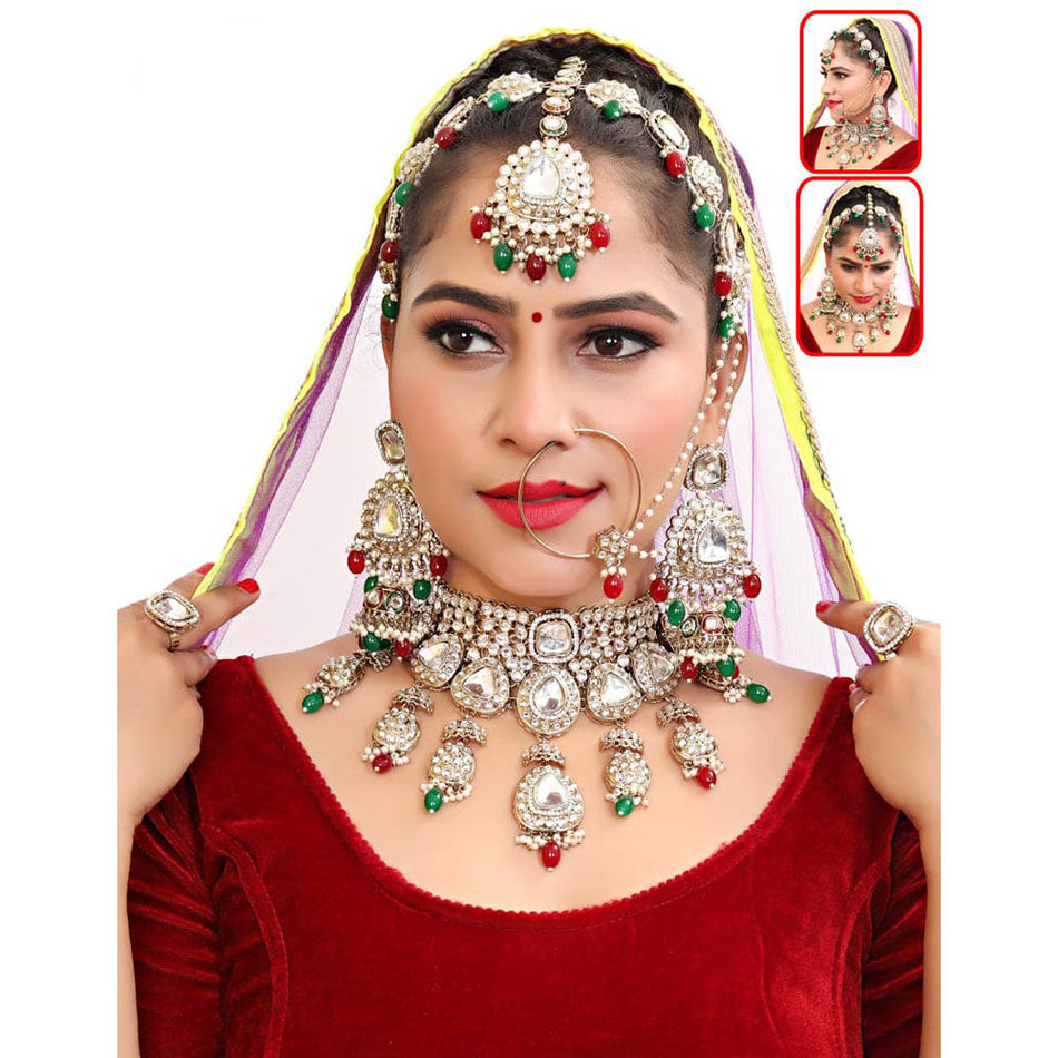 Kundan Necklace in Sterling Silver | Bridal Jewellery India