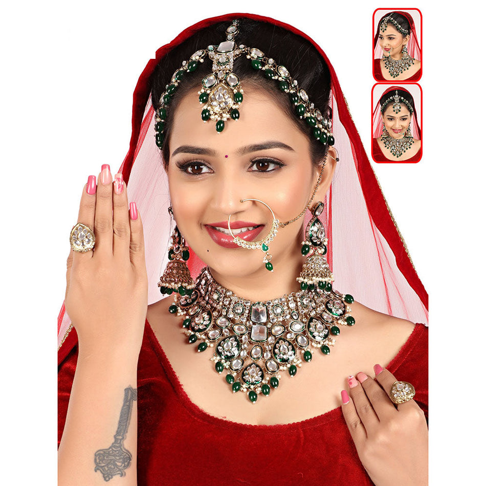 Kundan Necklace in Sterling Silver | Bridal Jewellery India