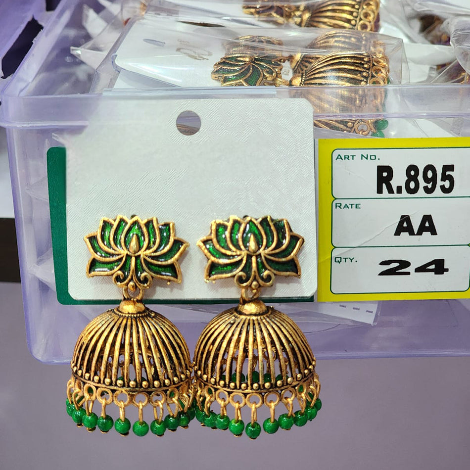 Meenakari Gold Plated Earrings in Sterling Silver | Bridal Jewellery India