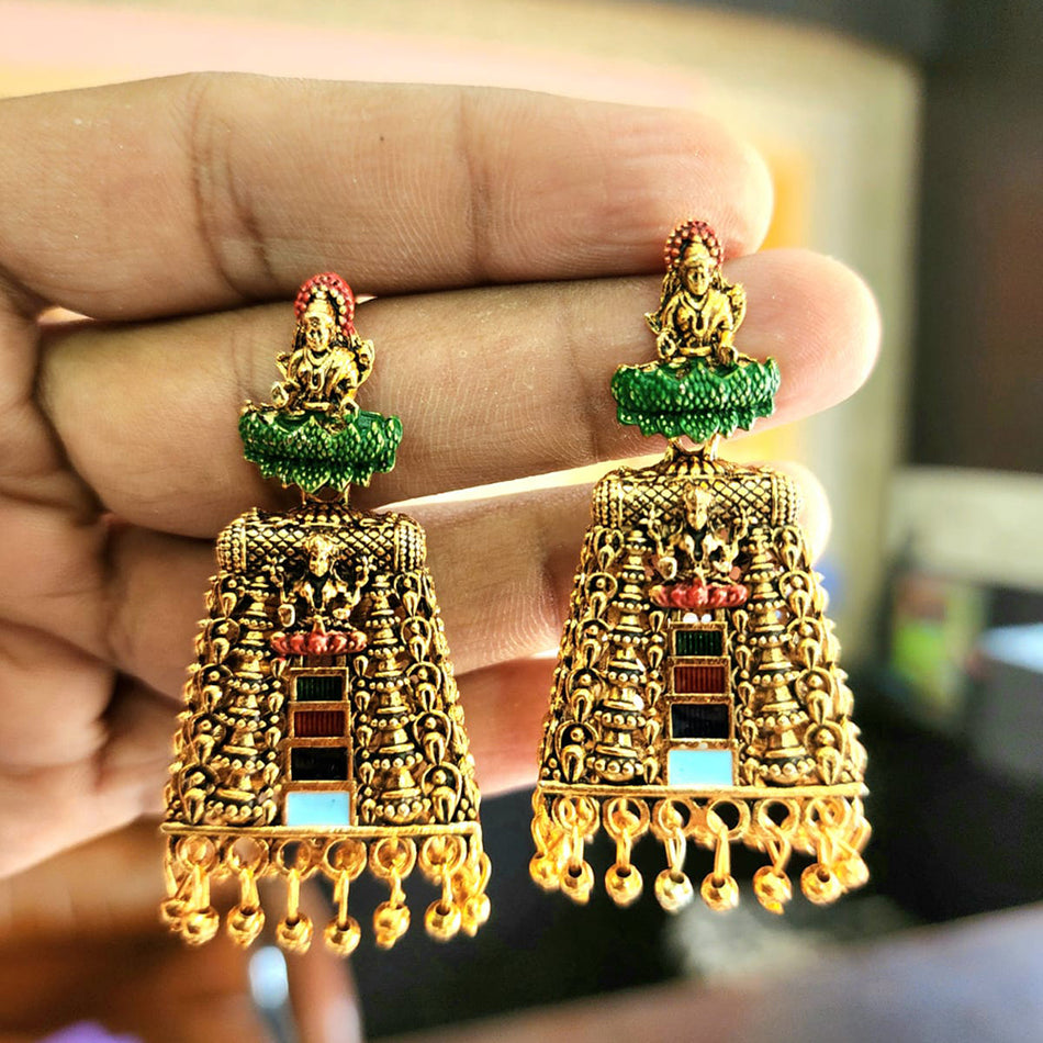 Meenakari Gold Plated Pendants with Temple Design | Bridal Jewellery India