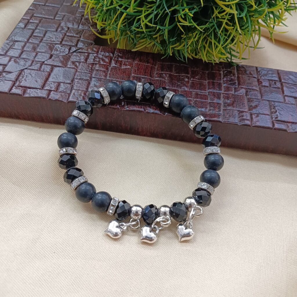 Cute Heart Charm Bracelet in Sterling Silver | Bridal Jewellery India