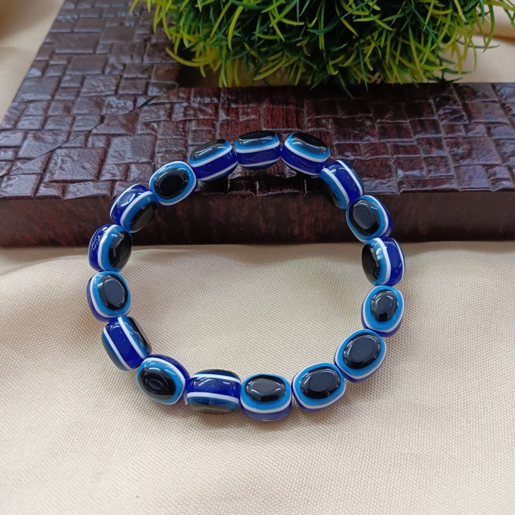 Blue Evil Eye Bracelet in Sterling Silver | Bridal Jewellery India