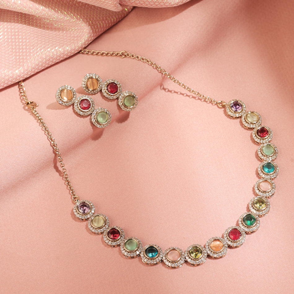 Round CZ Kundan Choker in Gold Plated Brass for Women | Bridal Jewellery India