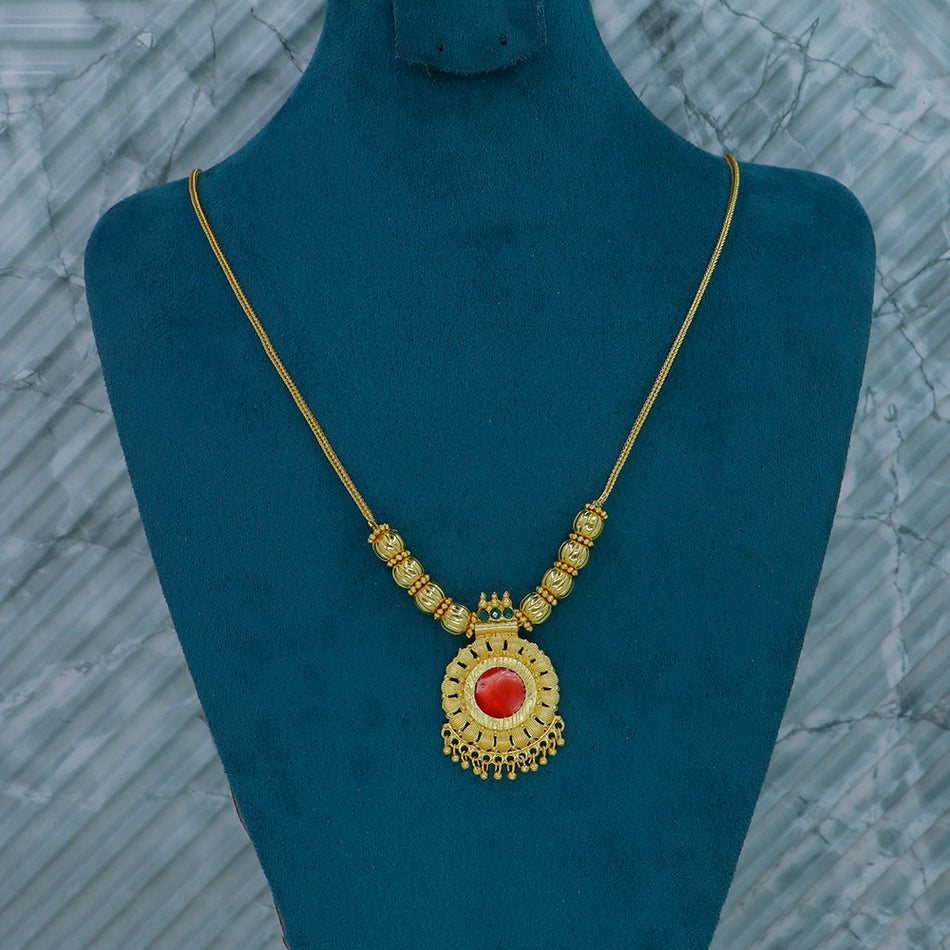 Gold Plated Necklace with Austrian Stones & Pearls | Bridal Jewellery India