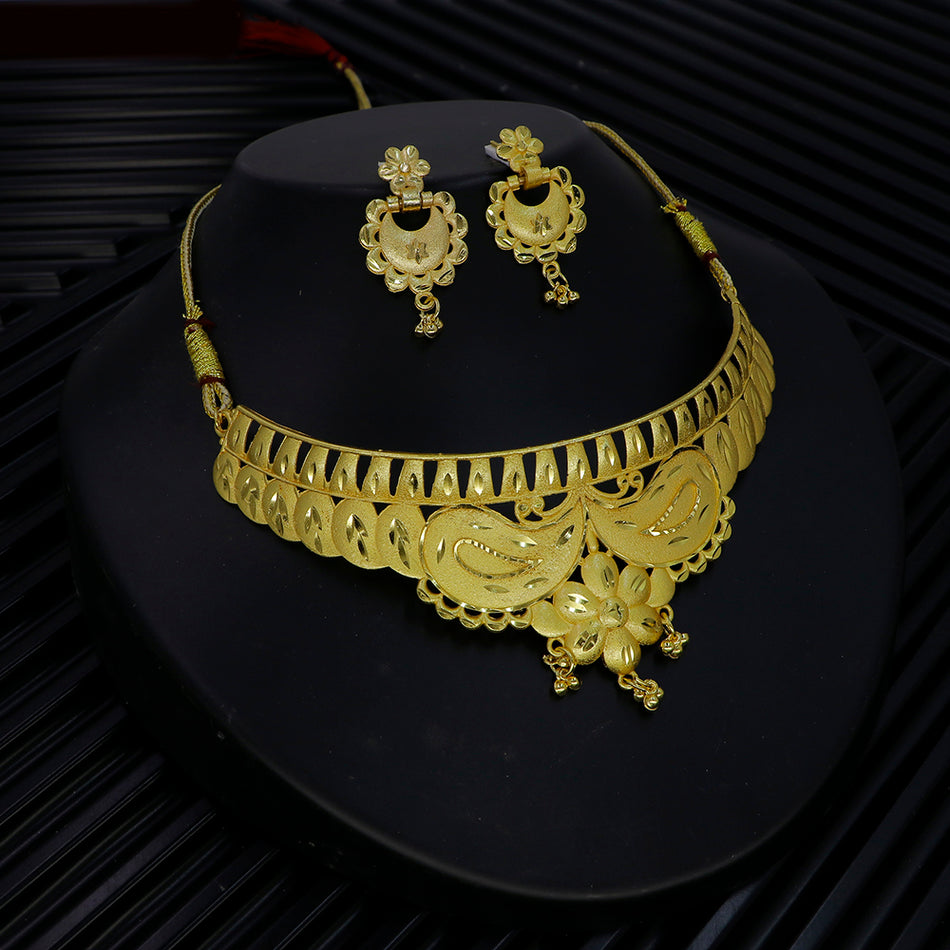 Gold Plated Choker Set in Oxidised Silver for Bridal | Bridal Jewellery India