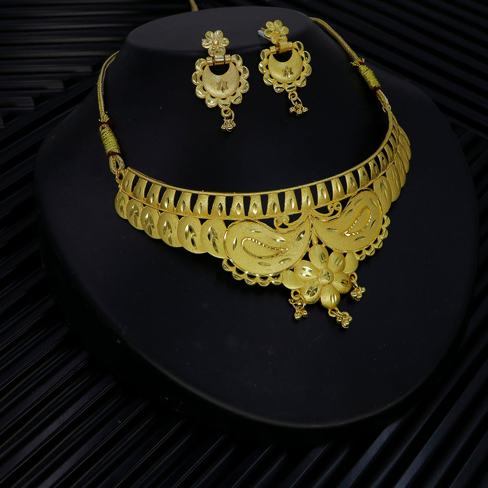 Gold Plated Choker Necklace Set for Occasion Wear | Bridal Jewellery India