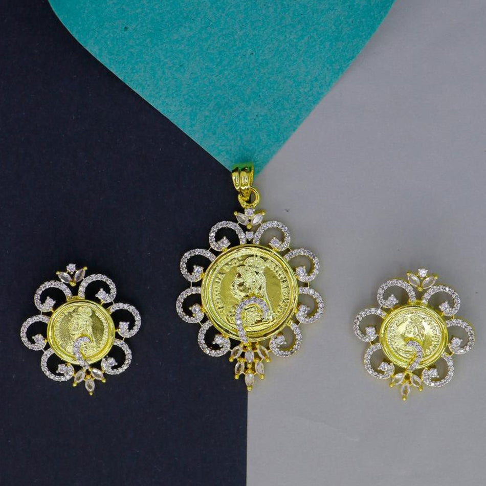Gold Plated Designer Pendant Set | Bridal Jewellery India