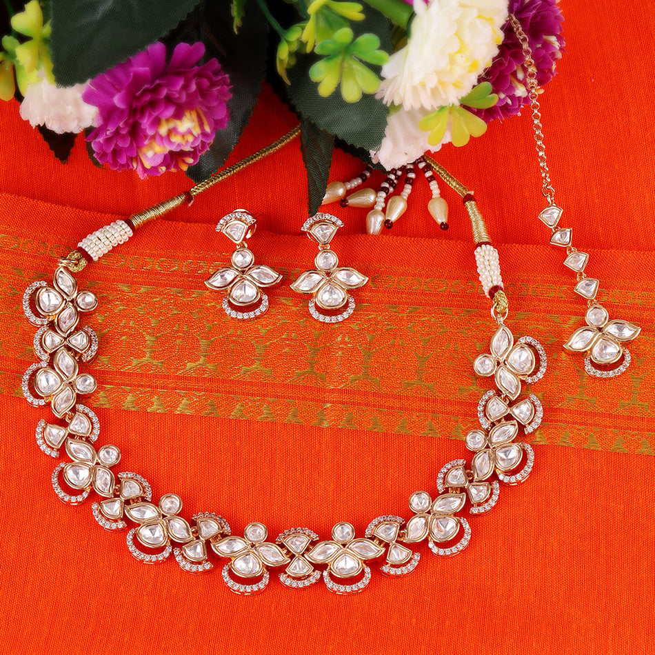 Kundan Choker Necklace in 18K Gold Plated with Maang Tikka | Bridal Jewellery India