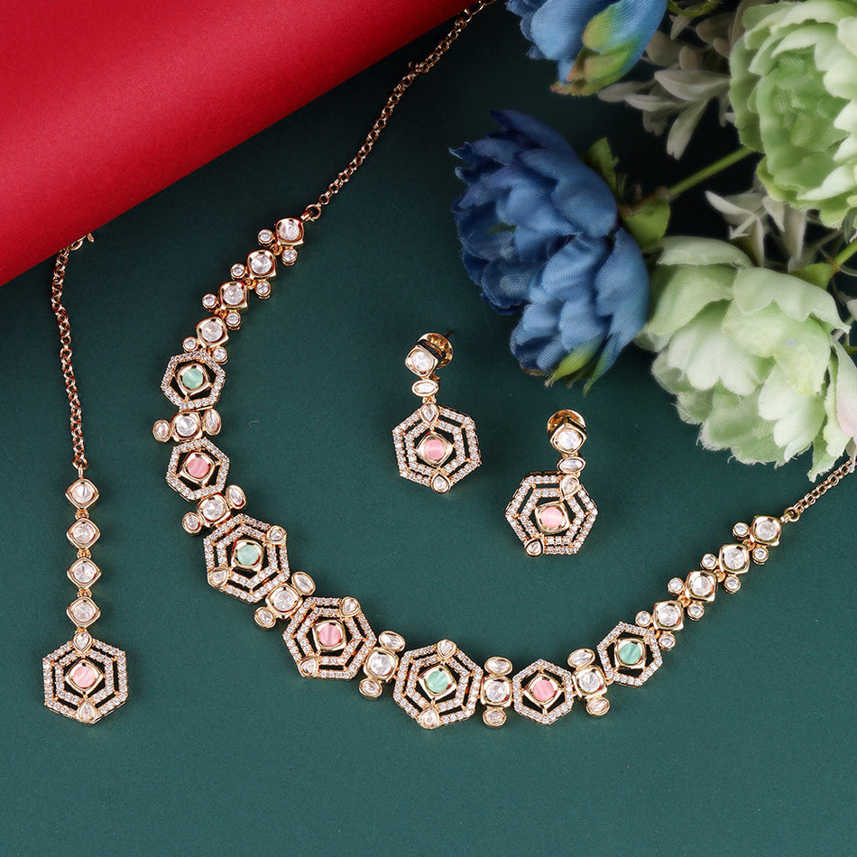 Kundan Choker Necklace in 18K Gold Plated | Bridal Jewellery India