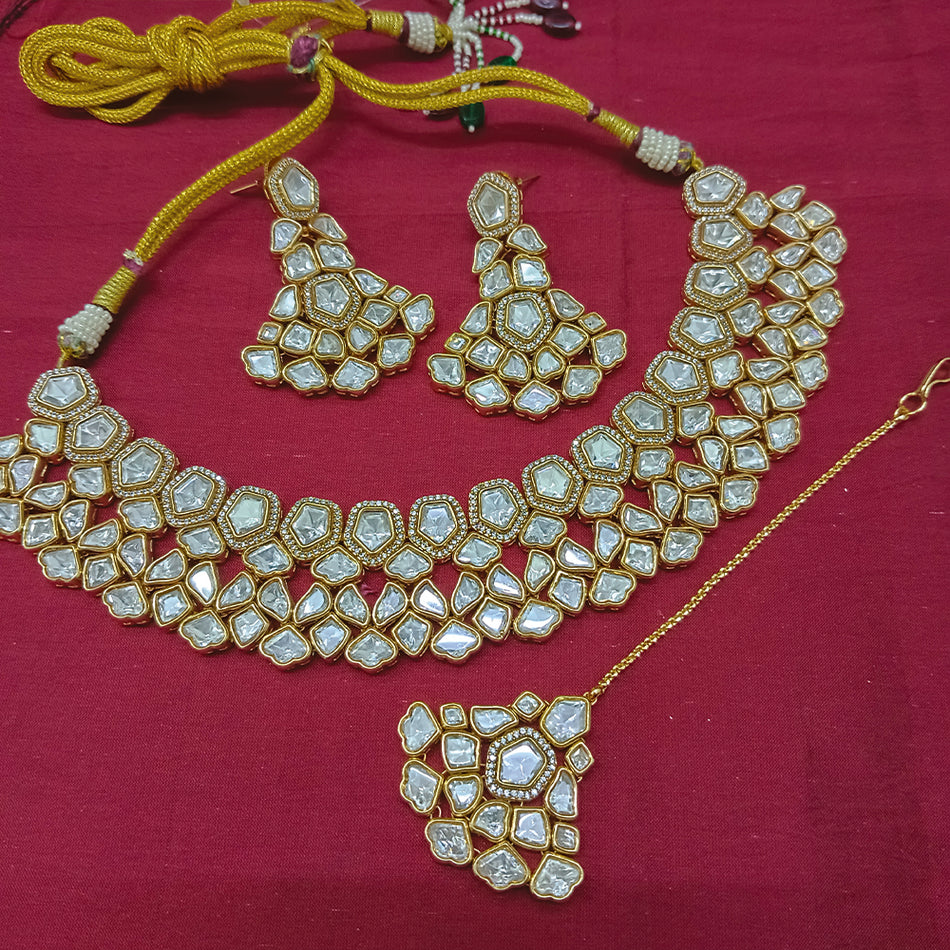 Polki Kundan Necklace in Pure Gold Plated | Bridal Jewellery India