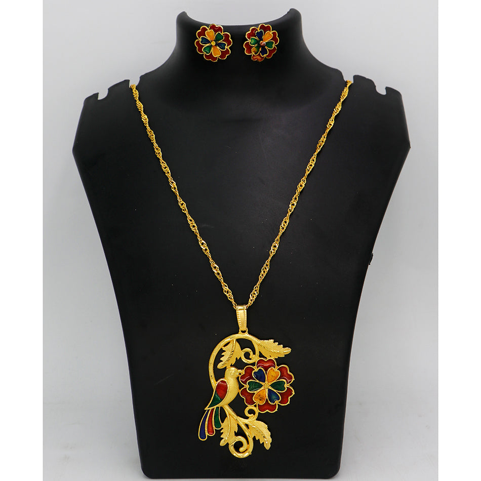 Meenakari Chain Necklace Set in Gold Plated | Bridal Jewellery India