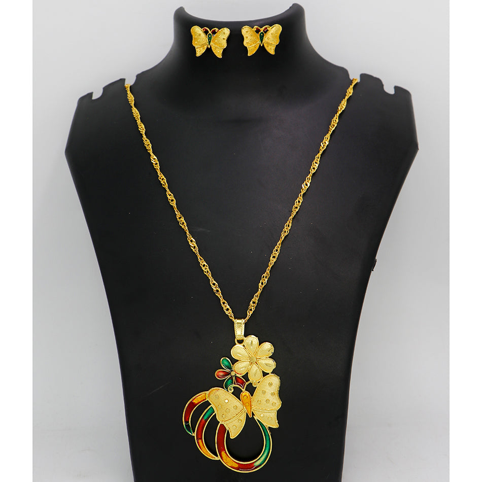 Meenakari Chain Necklace Set in Gold Plated | Bridal Jewellery India
