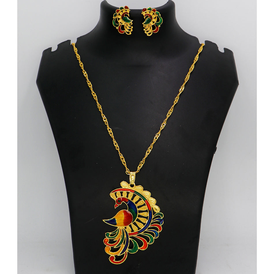Meenakari Chain Necklace Set in Gold Plated | Bridal Jewellery India