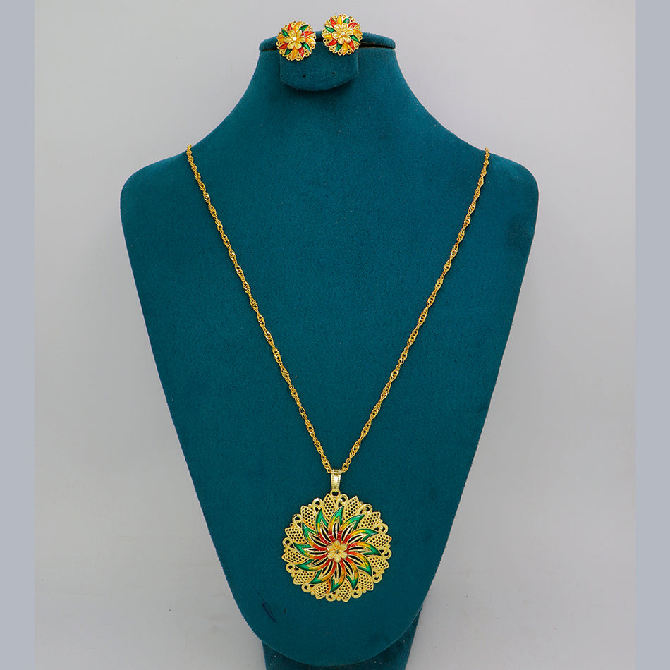 Gold Plated Meenakari Chain Pendants Set | Bridal Jewellery India