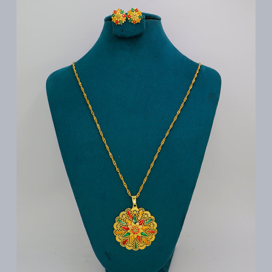Gold Plated Meenakari Chain Pendants Set | Bridal Jewellery India