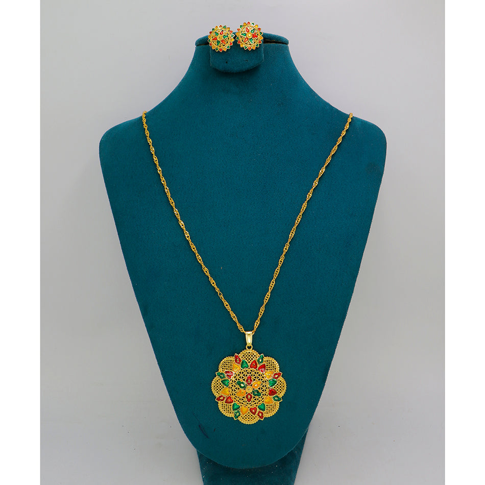 Meenakari Chain Necklace Set in Gold Plated | Bridal Jewellery India