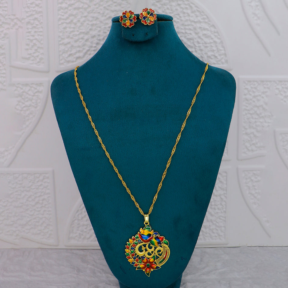 Gold Plated Chain Pendant Set for Occasion | Bridal Jewellery India